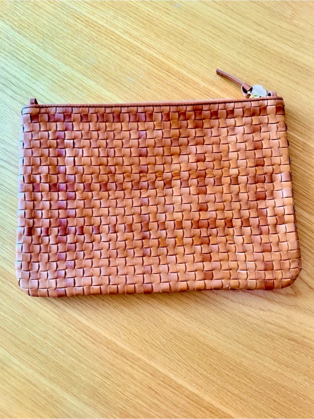 Clare V Flat Clutch w/ Tabs - Natural Woven Checker NWT $295
